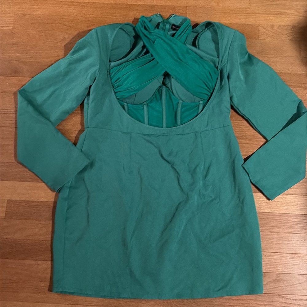 Emerald Green Corset Blazer dress - Picture 7 of 8
